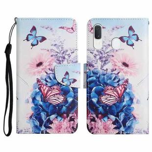 For Samsung Galaxy A20 / A30 Painted Pattern Horizontal Flip Leather Case with Holder & Card Slot & Wallet(Purple Butterfly)
