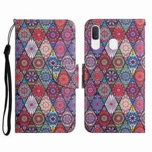 For Samsung Galaxy A20 / A30 Painted Pattern Horizontal Flip Leather Case with Holder & Card Slot & Wallet(Rhombus Kaleidoscope)