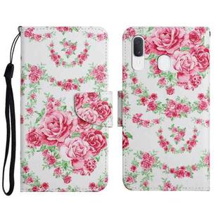 For Samsung Galaxy A20e Painted Pattern Horizontal Flip Leather Case with Holder & Card Slot & Wallet(Rose Flower)