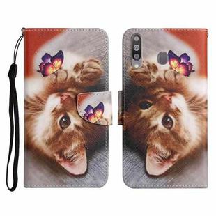 For Samsung Galaxy A20s Painted Pattern Horizontal Flip Leather Case with Holder & Card Slot & Wallet(Butterfly Cat)