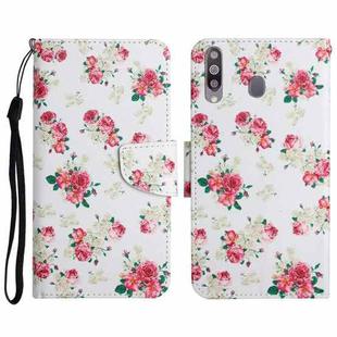 For Samsung Galaxy A20s Painted Pattern Horizontal Flip Leather Case with Holder & Card Slot & Wallet(Red Peony Flower)