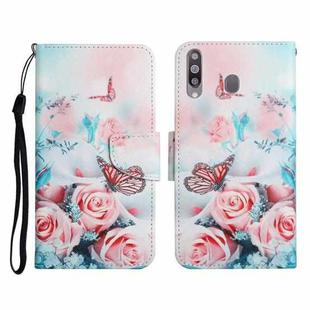 For Samsung Galaxy A20s Painted Pattern Horizontal Flip Leather Case with Holder & Card Slot & Wallet(Peony Butterfly)