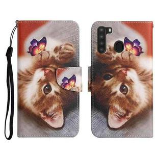 For Samsung Galaxy A21 Painted Pattern Horizontal Flip Leather Case with Holder & Card Slot & Wallet(Butterfly Cat)