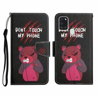 For Samsung Galaxy A21s Painted Pattern Horizontal Flip Leather Case with Holder & Card Slot & Wallet(Red Bear)