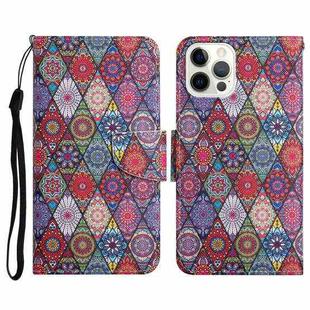 For iPhone 13 Pro Max Painted Pattern Horizontal Flip Leather Case with Holder & Card Slot & Wallet (Prismatic Kaleidoscope)