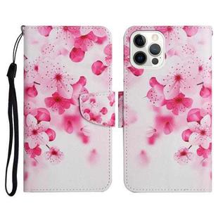 For iPhone 13 Pro Max Painted Pattern Horizontal Flip Leather Case with Holder & Card Slot & Wallet (Red Flower)