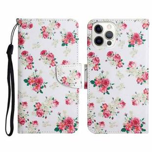 For iPhone 13 Pro Max Painted Pattern Horizontal Flip Leather Case with Holder & Card Slot & Wallet (Red Peony Flower)