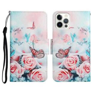 For iPhone 13 Pro Painted Pattern Horizontal Flip Leather Case with Holder & Card Slot & Wallet (Peony Butterfly)