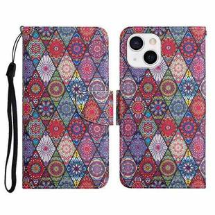 For iPhone 13 Painted Pattern Horizontal Flip Leather Case with Holder & Card Slot & Wallet(Prismatic Kaleidoscope)