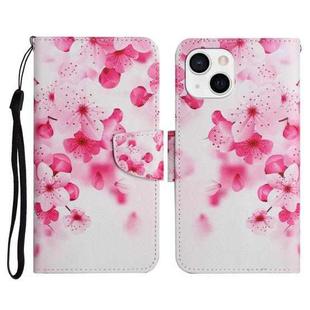 For iPhone 13 Painted Pattern Horizontal Flip Leather Case with Holder & Card Slot & Wallet(Red Flower)