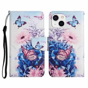 For iPhone 13 mini Painted Pattern Horizontal Flip Leather Case with Holder & Card Slot & Wallet (Purple Butterfly)