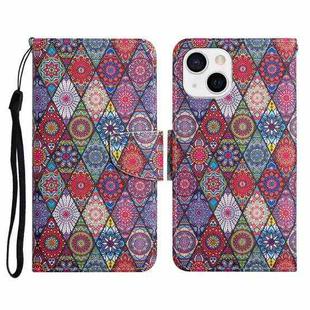 For iPhone 13 mini Painted Pattern Horizontal Flip Leather Case with Holder & Card Slot & Wallet (Prismatic Kaleidoscope)