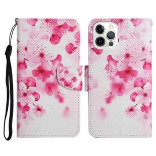 For iPhone 12 Pro Max Painted Pattern Horizontal Flip Leather Case with Holder & Card Slot & Wallet(Red Flower)