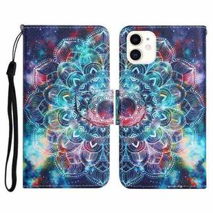For iPhone 12 mini Painted Pattern Horizontal Flip Leather Case with Holder & Card Slot & Wallet (Starry Mandala)