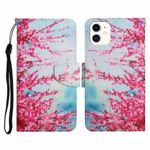 For iPhone 12 mini Painted Pattern Horizontal Flip Leather Case with Holder & Card Slot & Wallet (Red Cherry Blossoms)