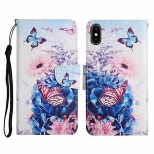 For iPhone XS Max Painted Pattern Horizontal Flip Leather Case with Holder & Card Slot & Wallet(Purple Butterfly)