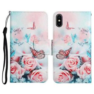 For iPhone XS Max Painted Pattern Horizontal Flip Leather Case with Holder & Card Slot & Wallet(Peony Butterfly)