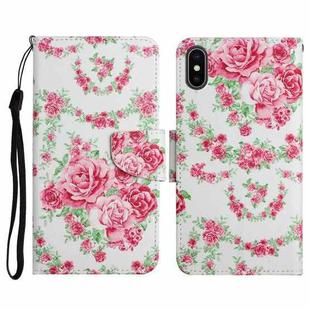 For iPhone XS Max Painted Pattern Horizontal Flip Leather Case with Holder & Card Slot & Wallet(Rose Flower)