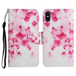 For iPhone XS Max Painted Pattern Horizontal Flip Leather Case with Holder & Card Slot & Wallet(Red Flower)