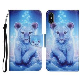 For iPhone XS Max Painted Pattern Horizontal Flip Leather Case with Holder & Card Slot & Wallet(Little Leopard)