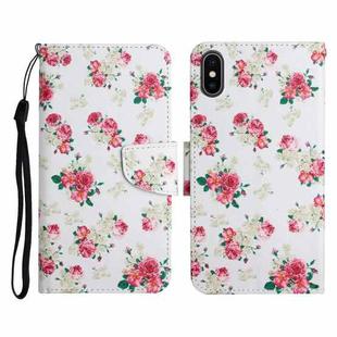For iPhone XS Max Painted Pattern Horizontal Flip Leather Case with Holder & Card Slot & Wallet(Red Peony Flower)