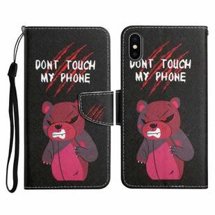 For iPhone XS Max Painted Pattern Horizontal Flip Leather Case with Holder & Card Slot & Wallet(Red Bear)