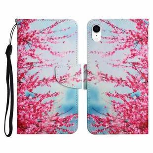 For iPhone XR Painted Pattern Horizontal Flip Leather Case with Holder & Card Slot & Wallet(Red Cherry Blossoms)