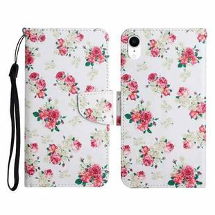 For iPhone XR Painted Pattern Horizontal Flip Leather Case with Holder & Card Slot & Wallet(Red Peony Flower)