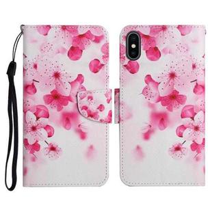 For iPhone X / XS Painted Pattern Horizontal Flip Leather Case with Holder & Card Slot & Wallet(Red Flower)