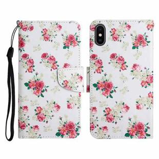 For iPhone X / XS Painted Pattern Horizontal Flip Leather Case with Holder & Card Slot & Wallet(Red Peony Flower)