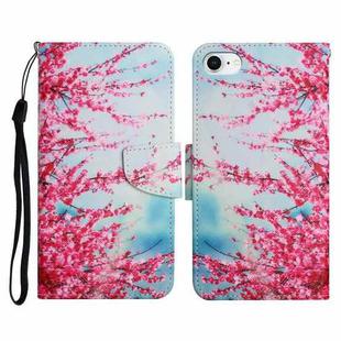 For iPhone SE 2022 / SE 2020 / 8 / 7 Painted Pattern Horizontal Flip Leather Case with Holder & Card Slot & Wallet(Red Cherry Blossoms)