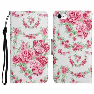 For iPhone SE 2022 / SE 2020 / 8 / 7 Painted Pattern Horizontal Flip Leather Case with Holder & Card Slot & Wallet(Rose Flower)