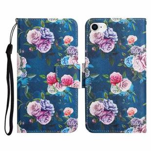 For iPhone SE 2022 / SE 2020 / 8 / 7 Painted Pattern Horizontal Flip Leather Case with Holder & Card Slot & Wallet(Fluorescent Rose)