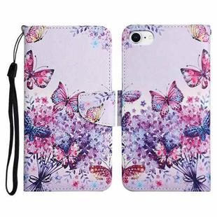 For iPhone SE 2022 / SE 2020 / 8 / 7 Painted Pattern Horizontal Flip Leather Case with Holder & Card Slot & Wallet(Bright Butterfly)