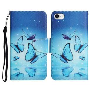 For iPhone SE 2022 / SE 2020 / 8 / 7 Painted Pattern Horizontal Flip Leather Case with Holder & Card Slot & Wallet(Flying Butterfly)