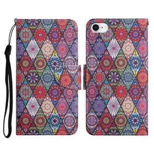 For iPhone SE 2022 / SE 2020 / 8 / 7 Painted Pattern Horizontal Flip Leather Case with Holder & Card Slot & Wallet(Prismatic Kaleidoscope)