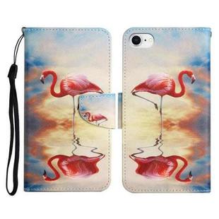 For iPhone SE 2022 / SE 2020 / 8 / 7 Painted Pattern Horizontal Flip Leather Case with Holder & Card Slot & Wallet(Flamingo)