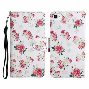 For iPhone SE 2022 / SE 2020 / 8 / 7 Painted Pattern Horizontal Flip Leather Case with Holder & Card Slot & Wallet(Red Peony Flower)