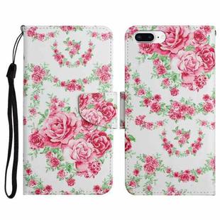 Painted Pattern Horizontal Flip Leather Case with Holder & Card Slot & Wallet For iPhone 8 Plus & 7 Plus(Rose Flower)