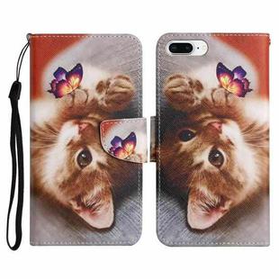Painted Pattern Horizontal Flip Leather Case with Holder & Card Slot & Wallet For iPhone 8 Plus & 7 Plus(Butterfly Cat)