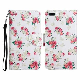 Painted Pattern Horizontal Flip Leather Case with Holder & Card Slot & Wallet For iPhone 8 Plus & 7 Plus(Red Peony Flower)