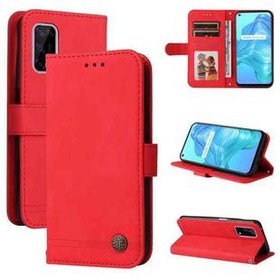 For OPPO Realme 7 5G / V5 5G Skin Feel Life Tree Metal Button Horizontal Flip Leather Case with Holder & Card Slot & Wallet & Photo Frame & Strap(Red)