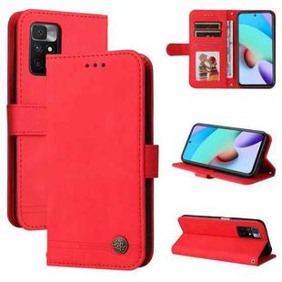 For Xiaomi Redmi 10 Skin Feel Life Tree Metal Button Horizontal Flip Leather Case with Holder & Card Slot & Wallet & Photo Frame & Strap(Red)