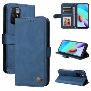 For Xiaomi Redmi 10 Skin Feel Life Tree Metal Button Horizontal Flip Leather Case with Holder & Card Slot & Wallet & Photo Frame & Strap(Blue)