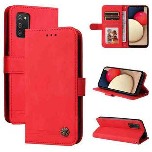 For Samsung Galaxy A02s 164mm EU Version Skin Feel Life Tree Metal Button Horizontal Flip Leather Case with Holder & Card Slot & Wallet & Photo Frame & Strap(Red)
