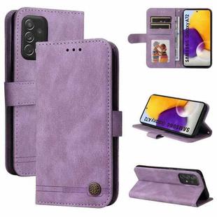 For Samsung Galaxy A72 5G / 4G Skin Feel Life Tree Metal Button Horizontal Flip Leather Case with Holder & Card Slot & Wallet & Photo Frame & Strap(Purple)
