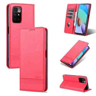 For Xiaomi Redmi 10 AZNS Magnetic Calf Texture Horizontal Flip Leather Case with Card Slots & Holder & Wallet(Red)