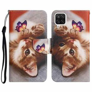 For Samsung Galaxy A22 Painted Pattern Horizontal Flip Leather Case with Holder & Card Slot & Wallet(Butterfly Cat)