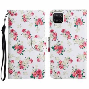 For Samsung Galaxy A22 Painted Pattern Horizontal Flip Leather Case with Holder & Card Slot & Wallet(Red Peony Flower)