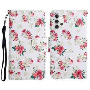 For Samsung Galaxy A32 5G Painted Pattern Horizontal Flip Leather Case with Holder & Card Slot & Wallet(Red Peony Flower)